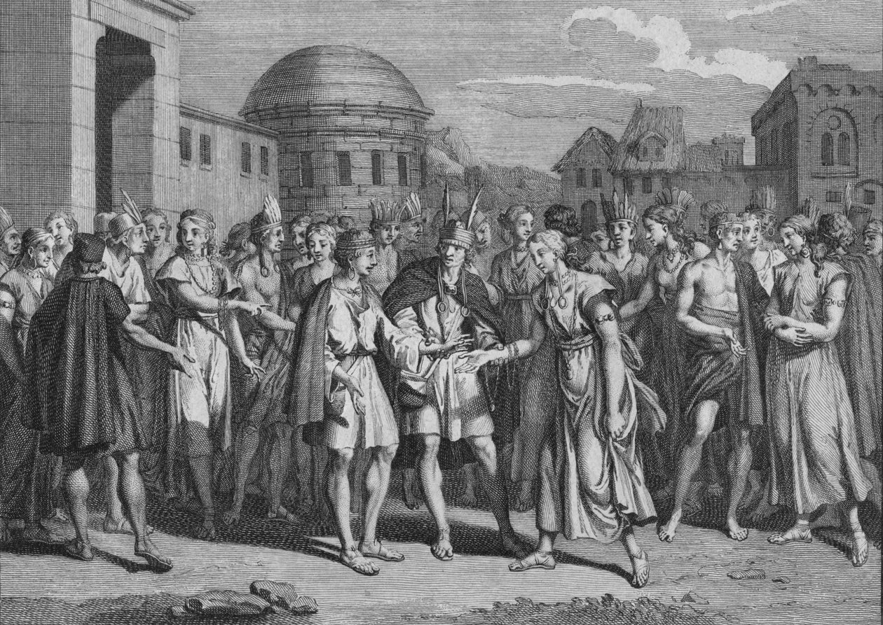 Måden, hvorpå LYncas gifter sig med dem af hans blod, 1723. af Bernard Picart