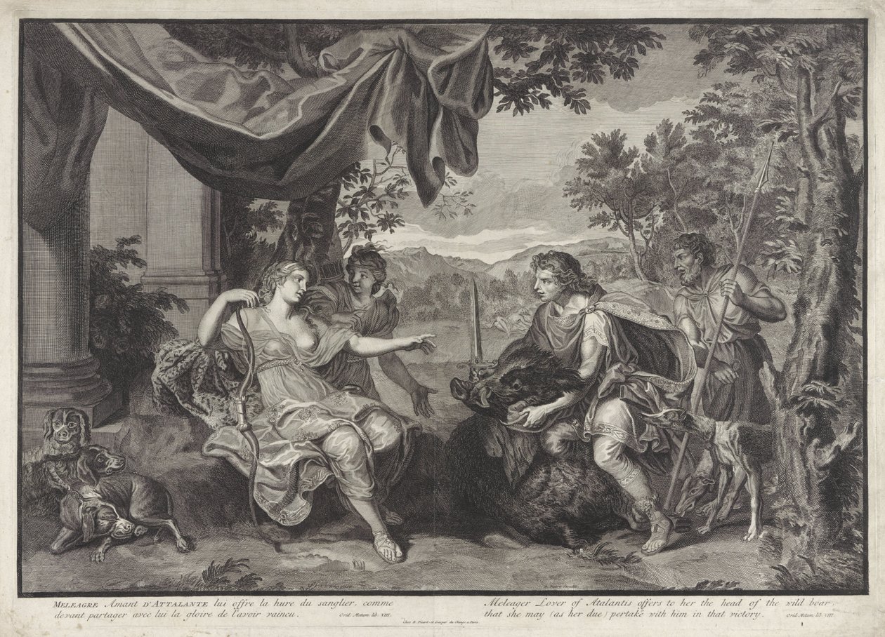Meleager giver den kaledonske ornes hoved til Atalanta History of Meleager (serietitel) af Bernard Picart