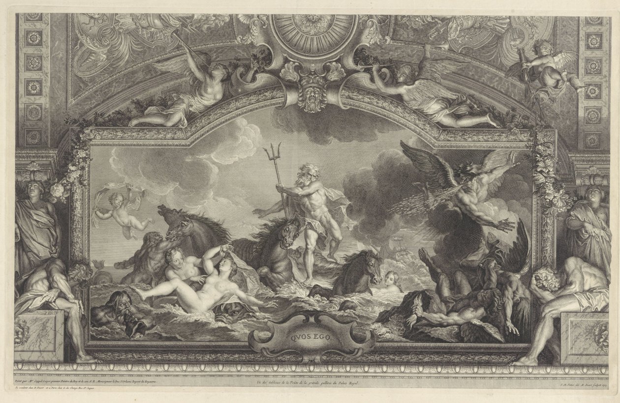 Neptun beroliger bølgerne Quos Ego (titel på objekt) af Bernard Picart