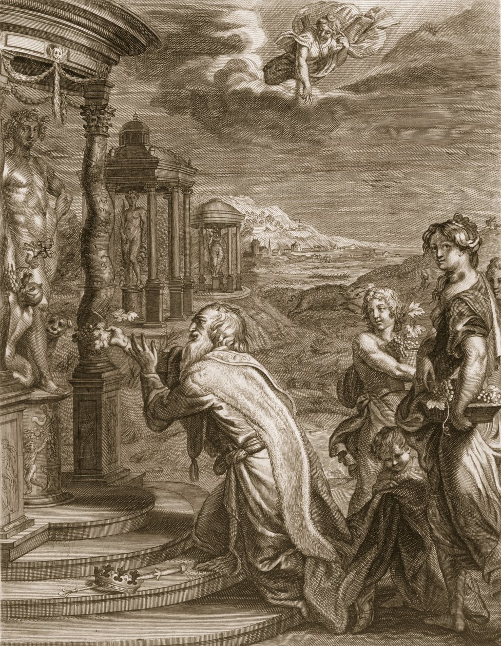 Oeneus, konge af Calydon, der har forsømt Diana i et offer og bliver straffet for sin ondskab, 1731 af Bernard Picart