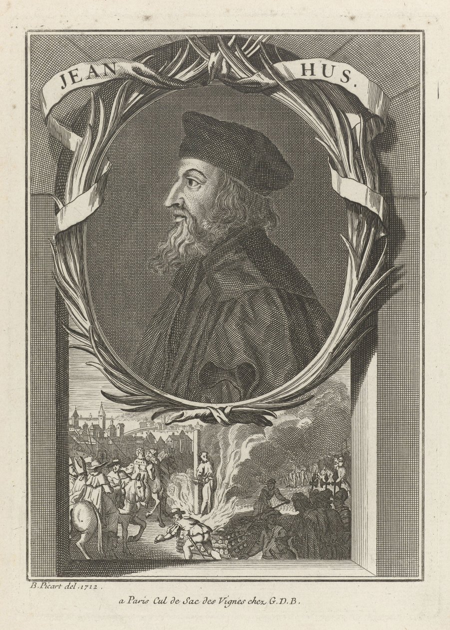 Portræt af John Hus, ca 1720 af Bernard Picart