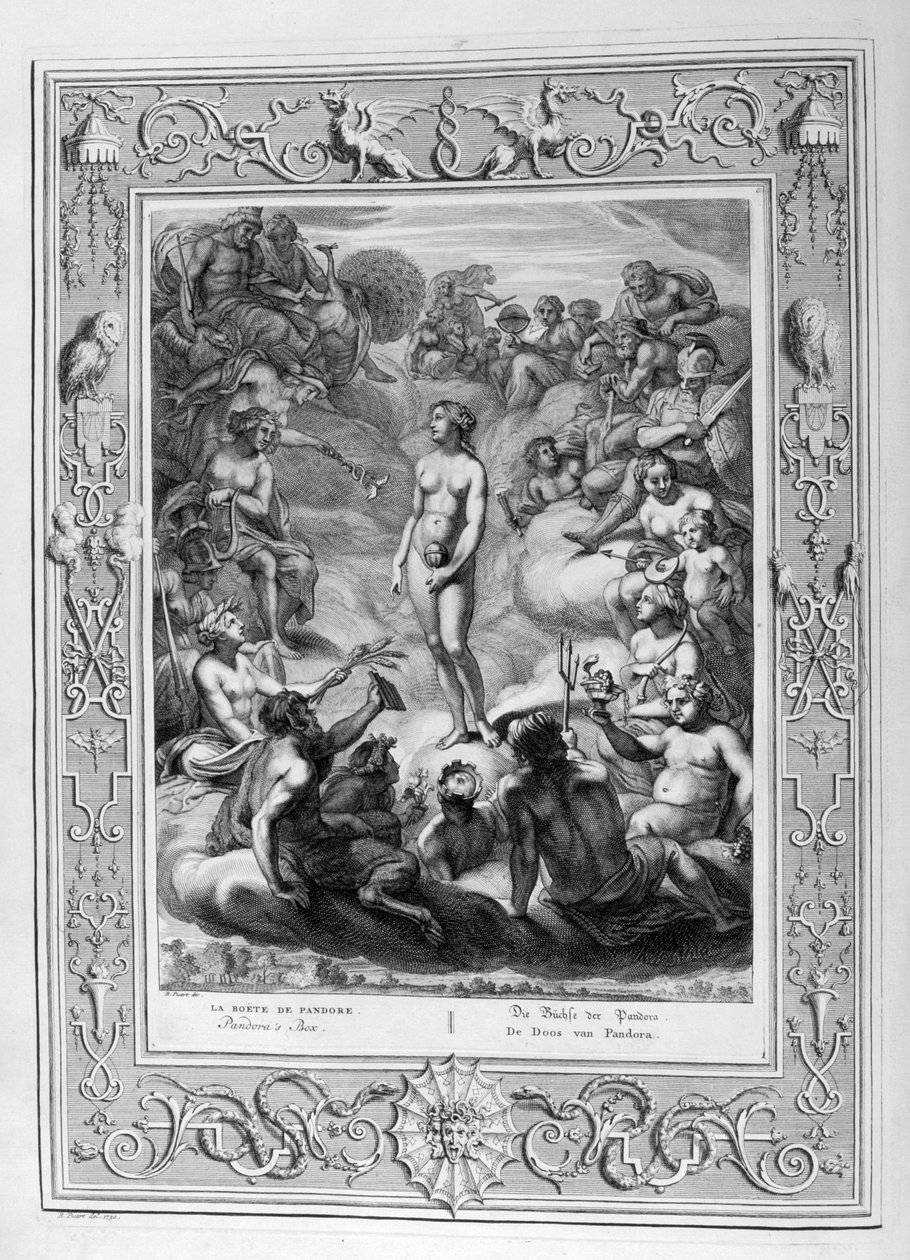Pandoras æske, 1730 af Bernard Picart