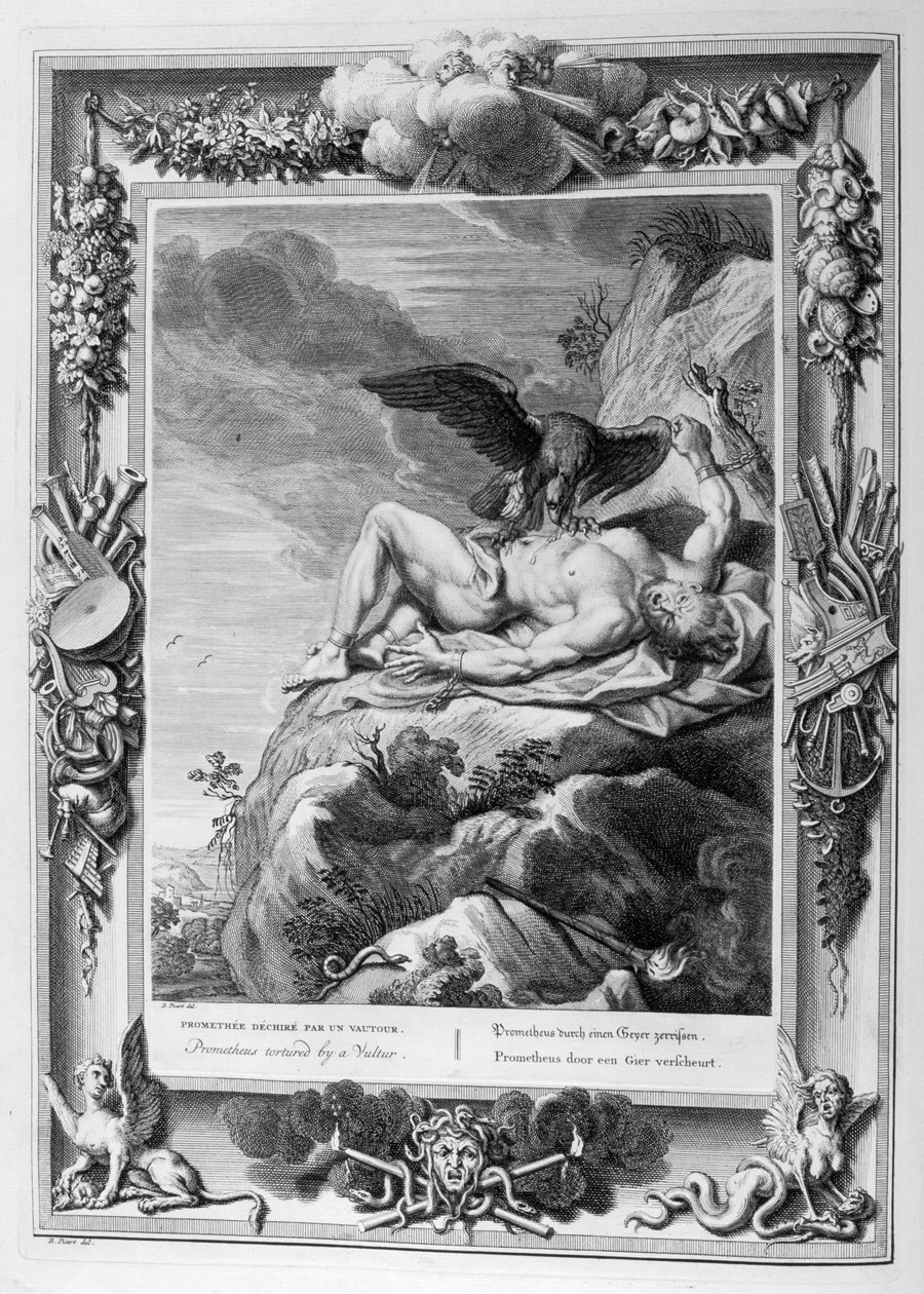 Prometheus fortæret af ørnen (gravering) af Bernard Picart