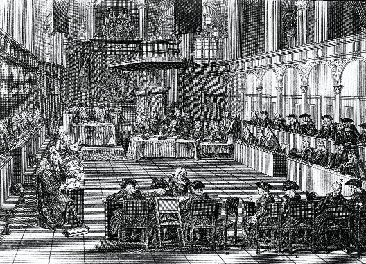 Protestantisk synode afholdt i 1730 i Nieuwe Kerk (Ny Kirke) i Amsterdam, Holland, gravering af Bernard Picart (1673-1733) af Bernard Picart