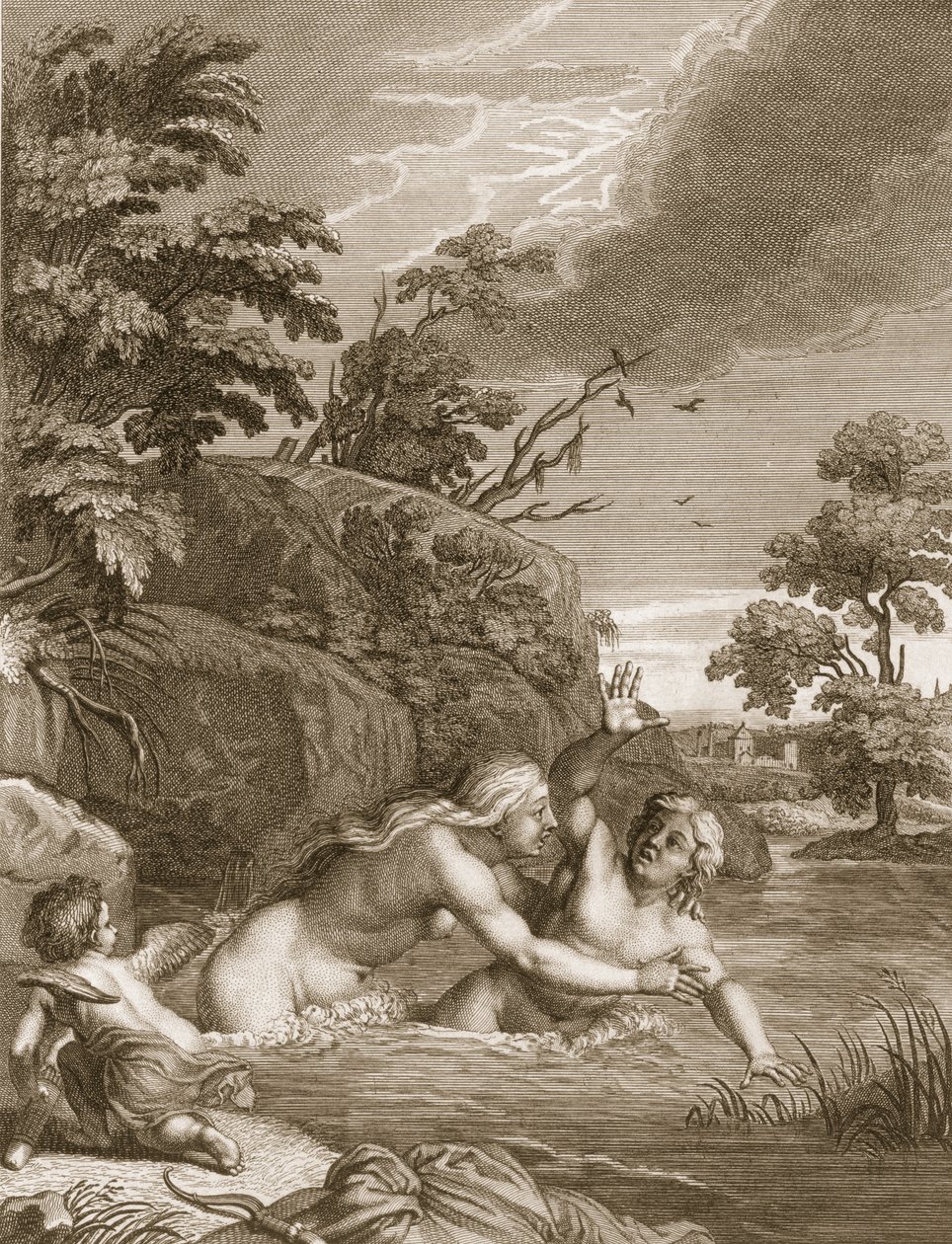 Salmacis og Hemaphroditus forenet i én krop, 1731 af Bernard Picart