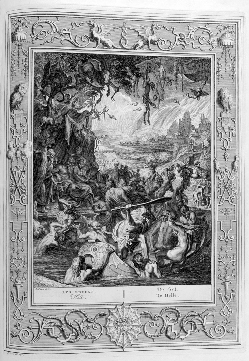 Helvedes scene, 1733 af Bernard Picart