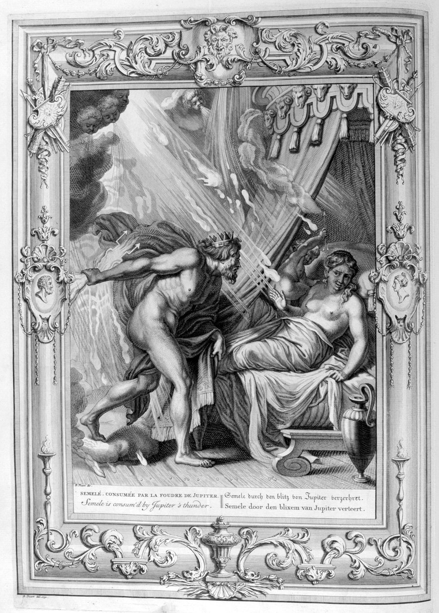 Semele fortæres af Jupiters ild, 1733 af Bernard Picart