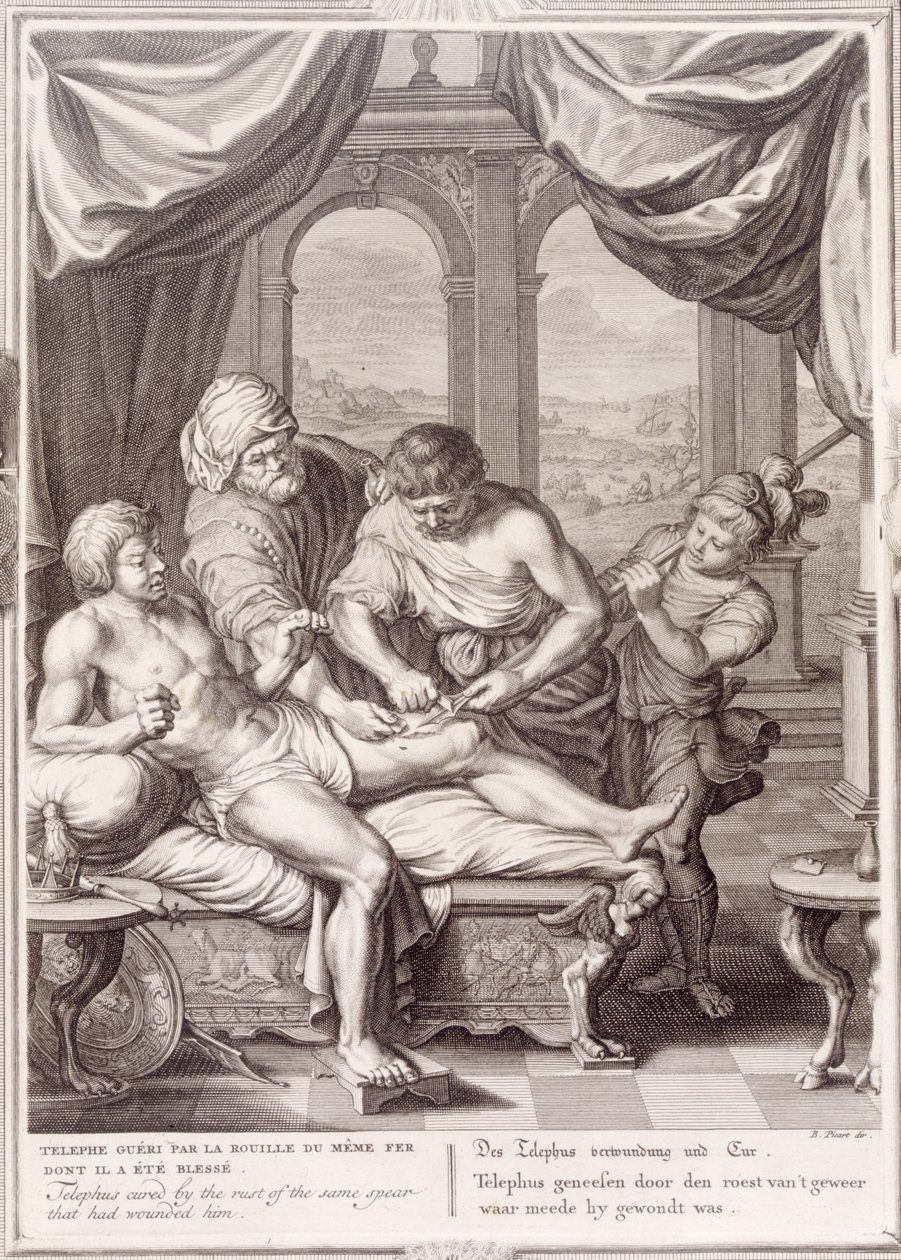 Telephus helbredt af rusten fra det samme spyd, som sårede ham, 1731 af Bernard Picart