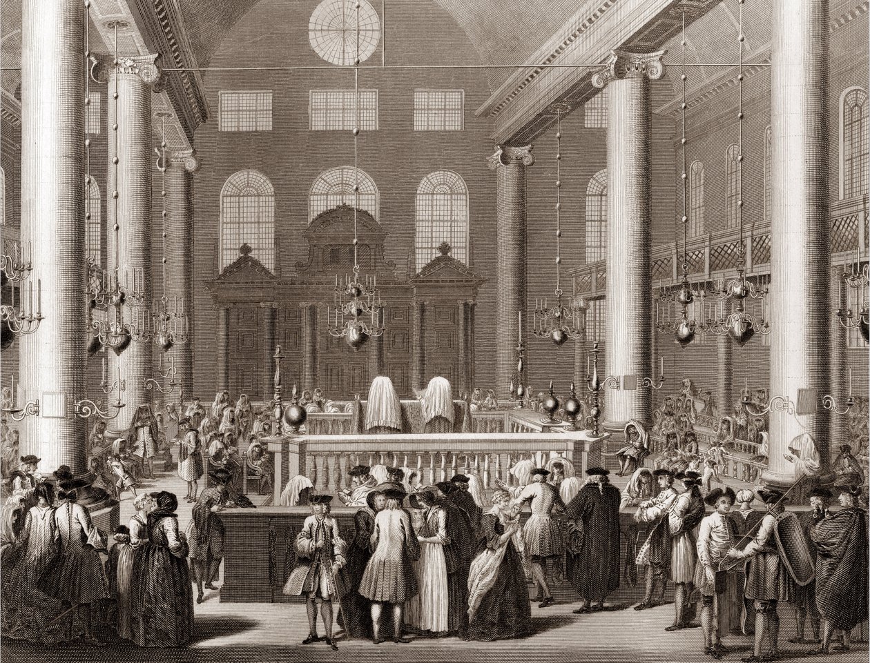 Den jødiske fest for Purim eller barnesenge Gravering fra "" Illustration af ceremonier og religiøse skikke for alle verdens folk" af Bernard Picart (1723-1743) 1819 Privat samling af Bernard Picart