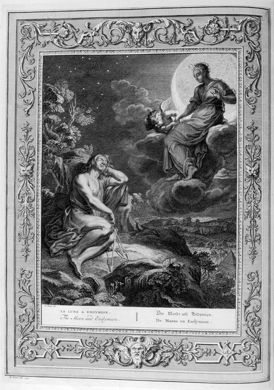 Månen og Endymion, 1733 af Bernard Picart