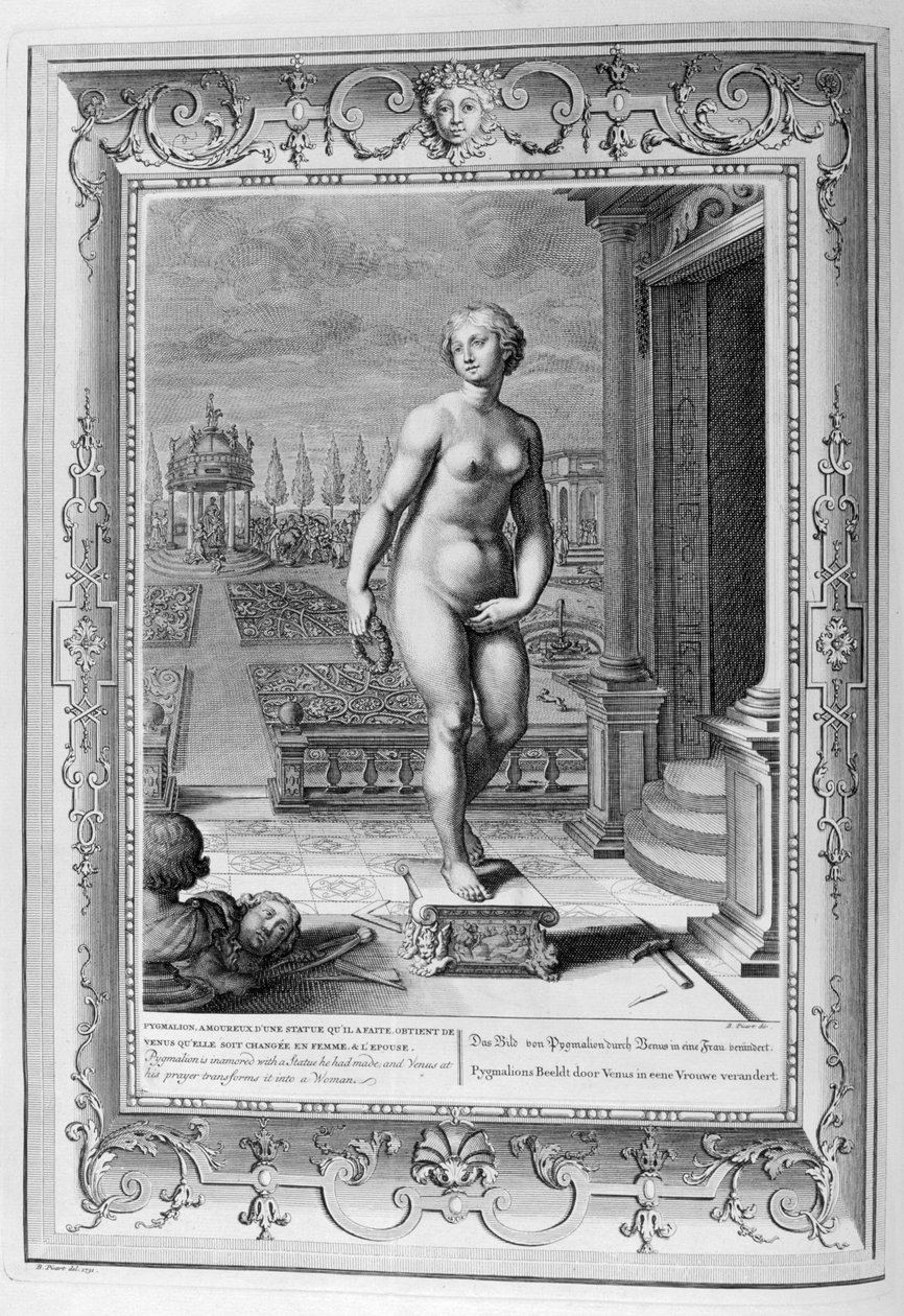 Skulpturen af Pygmalion (gravering) af Bernard Picart