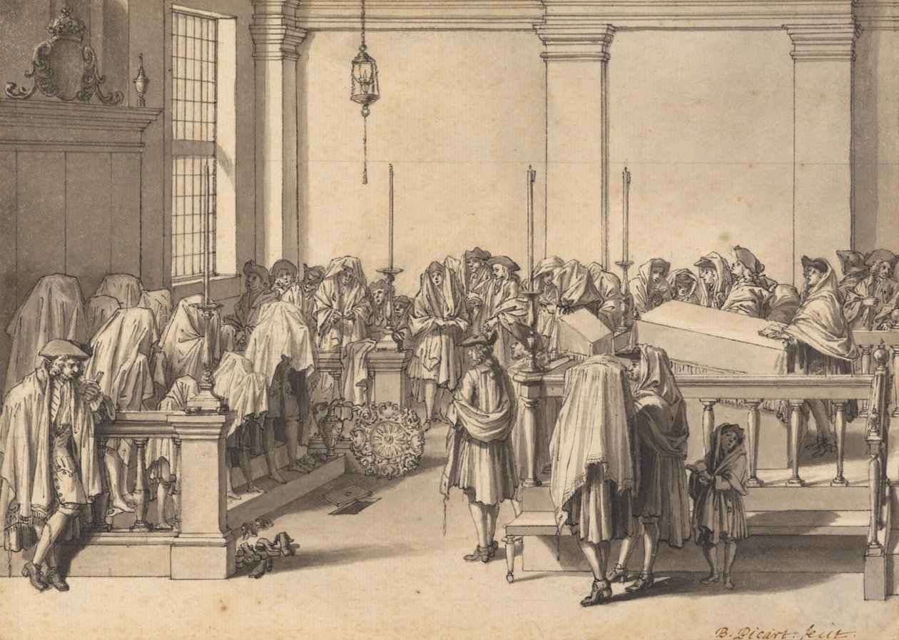 Præsternes velsignelse af folket i den portugisiske synagoge i Haag af Bernard Picart