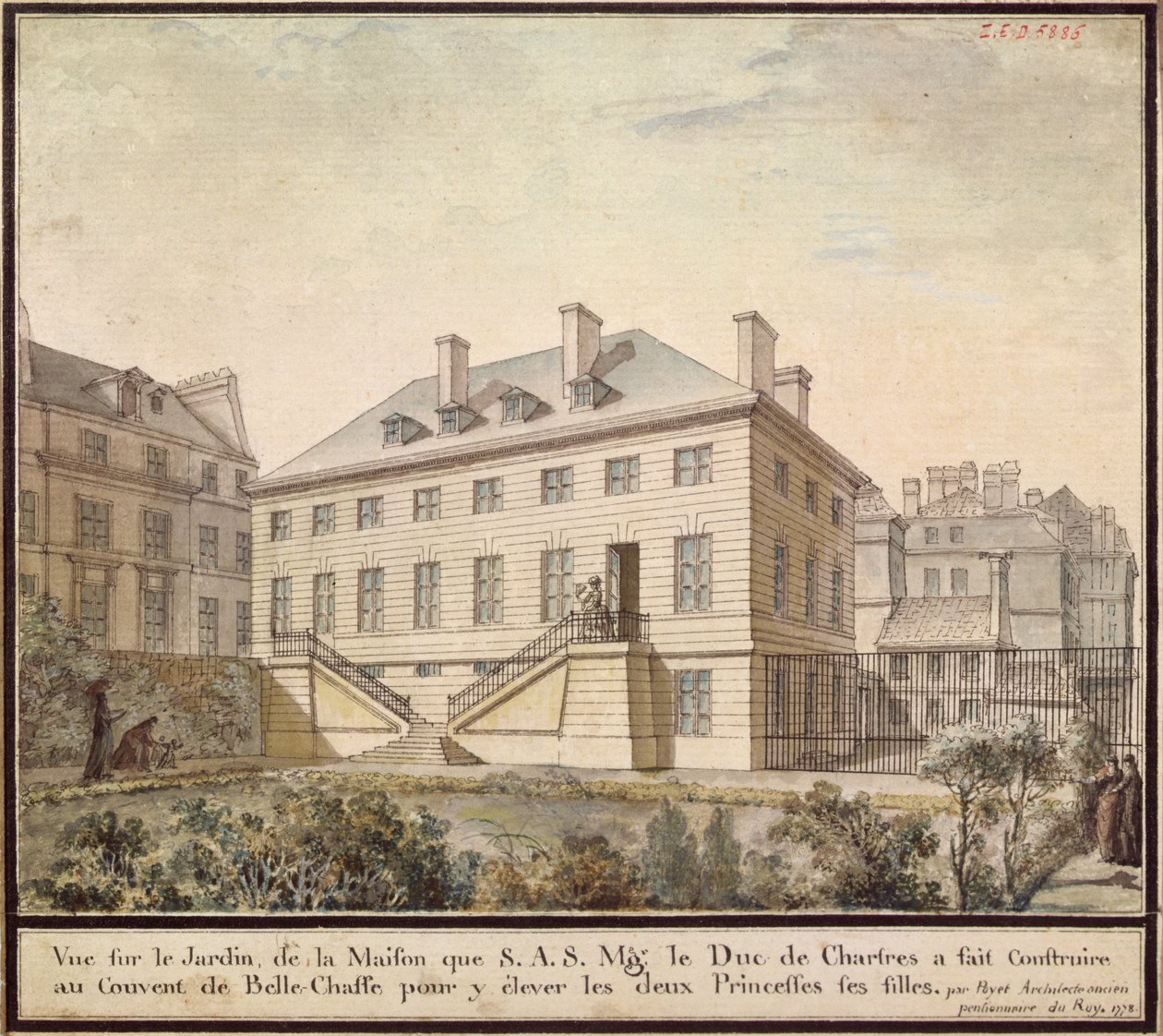 Pavillonen ved Bellechasse, 1778 (wc på papir) af Bernard Poyet