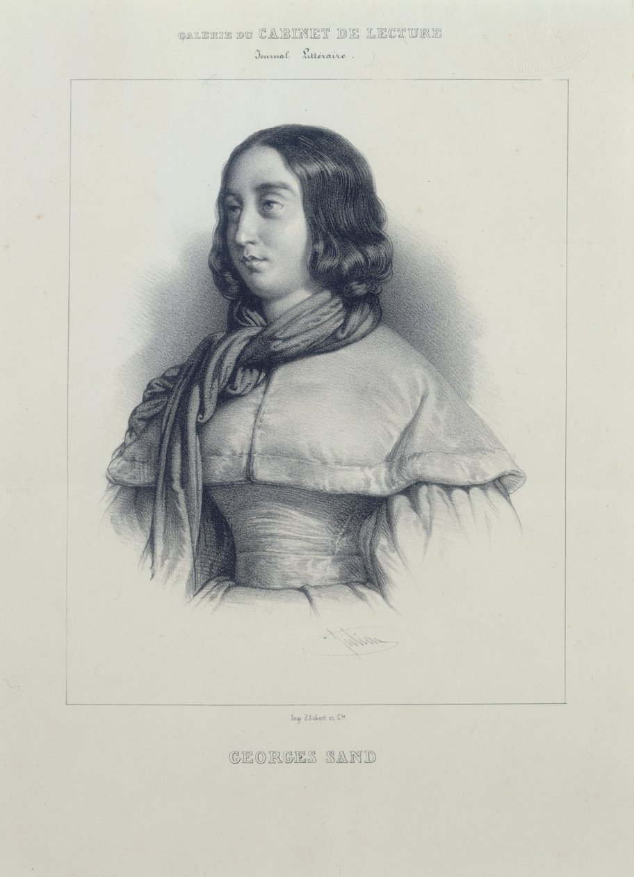 Portræt af George Sand. af Bernard Romain Julien