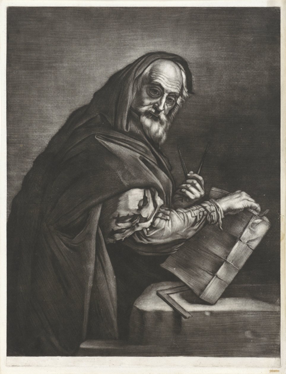 Filosof med et kompas og en bog Philosophers Portraits (serietitel) af Bernard Vaillant