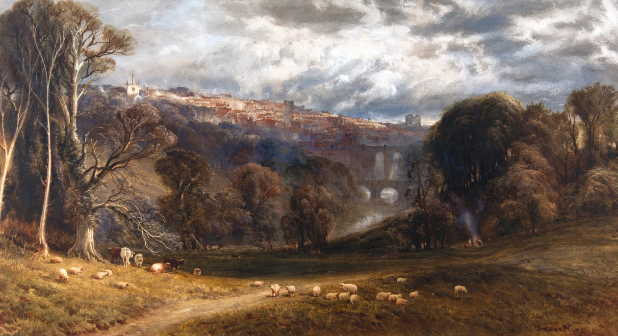 Udsigt over Knaresborough (akvarel og bodycolour) af Bernard Walter Evans