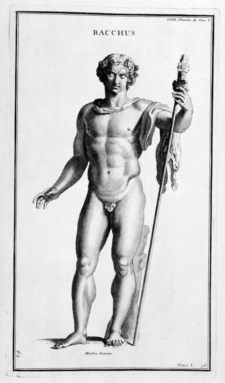 Bacchus, efter en romersk statue, 1757 af Bernard de Montfaucon