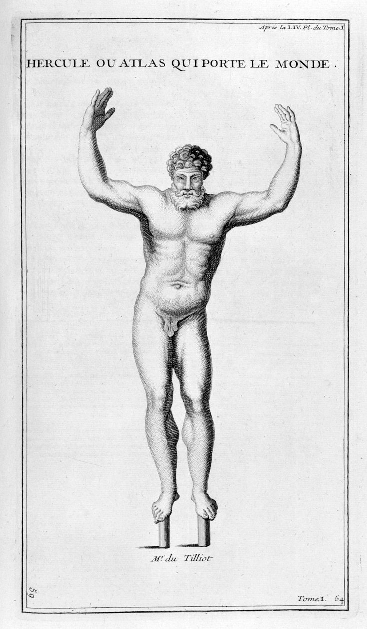 Herkules der bærer verden, 1757 af Bernard de Montfaucon