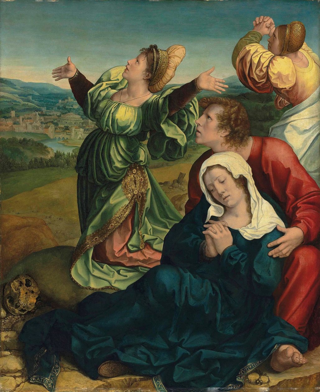 Tre Mariaer og Johannes Evangelisten under korset (fragment af en korsfæstelse) Tre Mariaer og Johannes Evangelisten ved korsets fod af Bernard van Orley