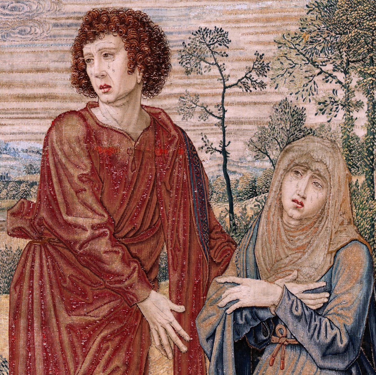 flamsk gobelin. Serien Dais of Charles V (Baldachin of Margaret of Austria). Barmhjertighedens Kristus (Cristo de la Misericordia). Tapestry panel bag podiet. Model Bernard van Orley (1491-1542). Fremstilling Pieter de Pannemaker, Bruxelles. 1518-1524. Sto af Bernard van Orley