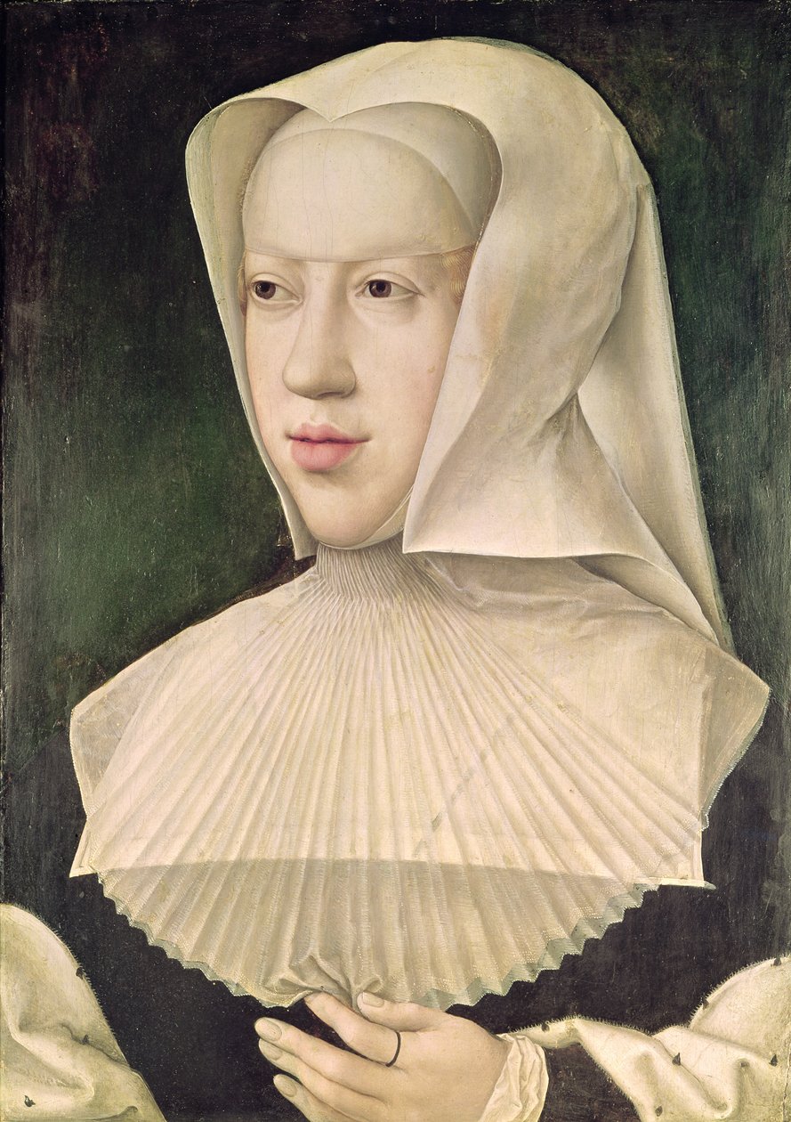 Marguerite de Habsbourg (1480-1530) hertuginde af Savoyen (olie på panel) af Bernard van Orley