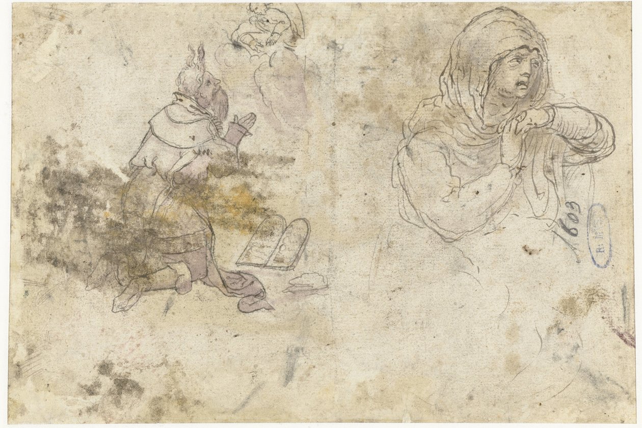 Moses og en sørgende Maria eller Maria Magdalene af Bernard van Orley