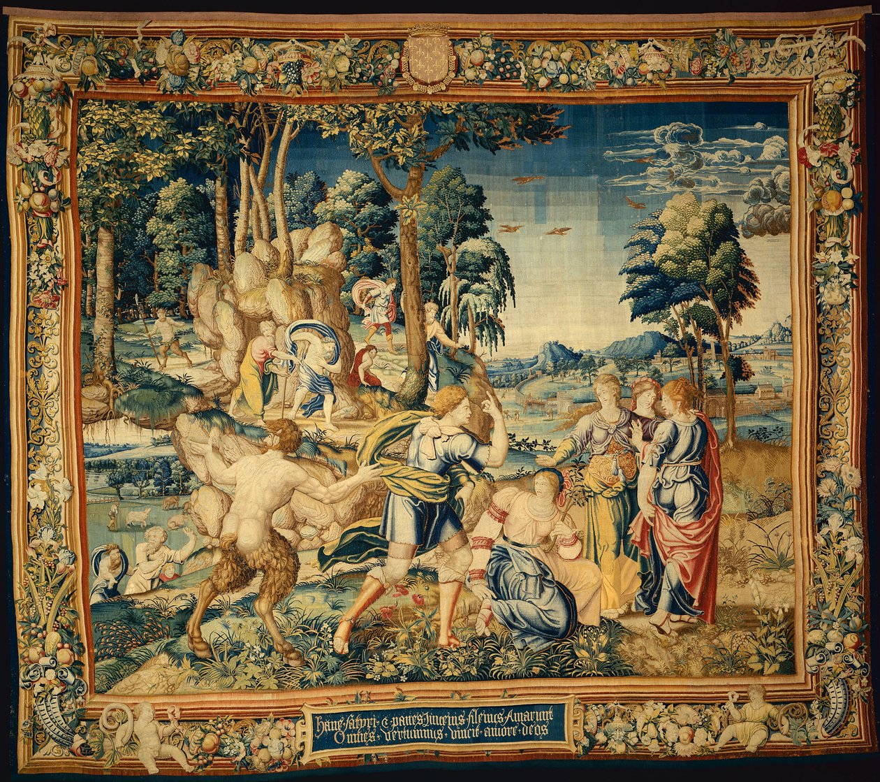 Pomona overrasket af Vertumnus og andre bejlere, fra historien om Vertumnus og Pomona af Bernard van Orley