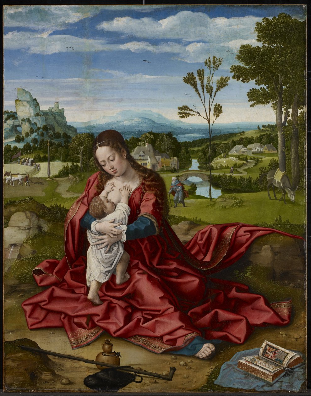 Hvil på flugten til Egypten, ca. 1518 (olie og gesso på panel) af Bernard van Orley