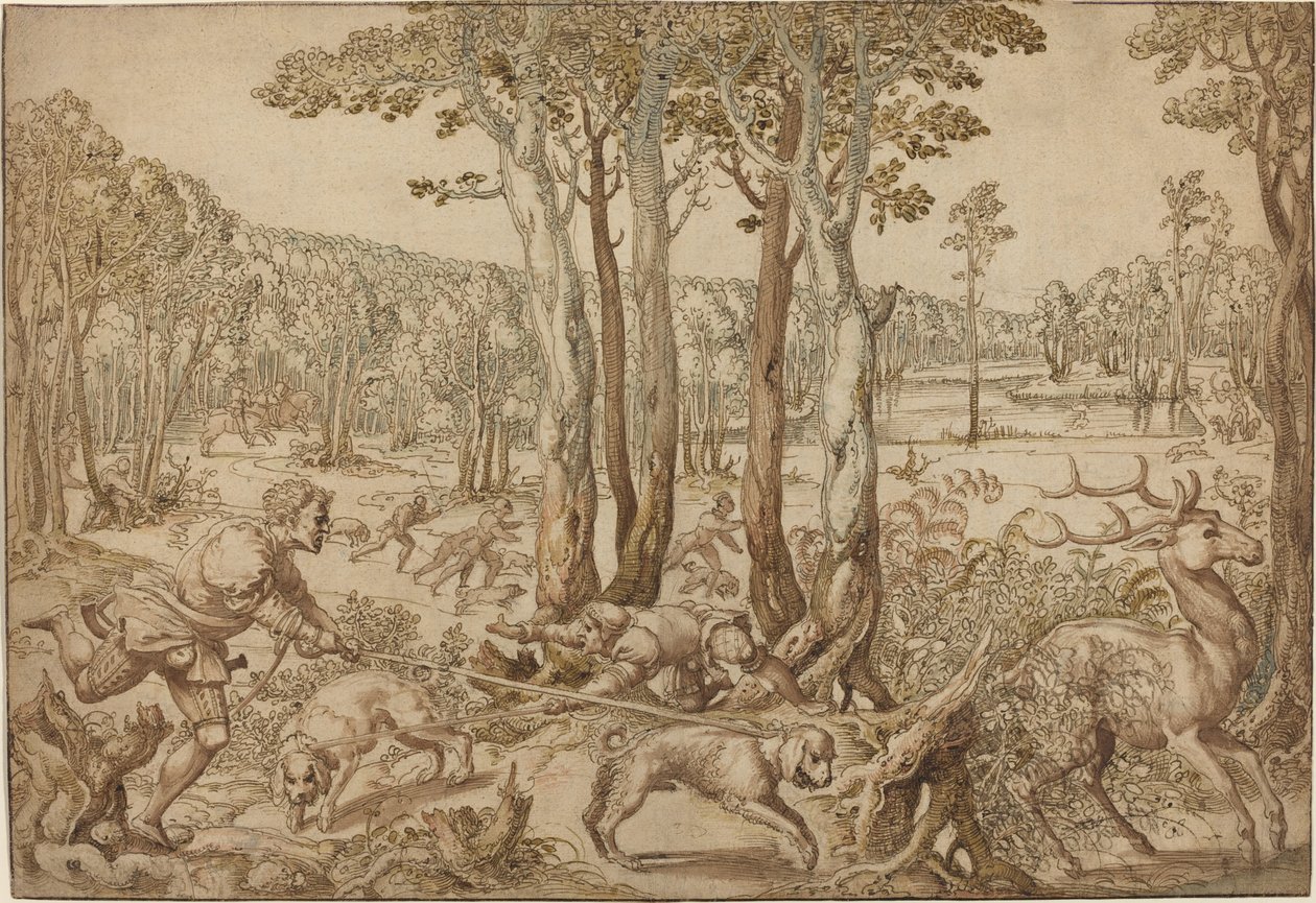 The Hunts of Maximilian: The Stag Hunt (august) af Bernard van Orley