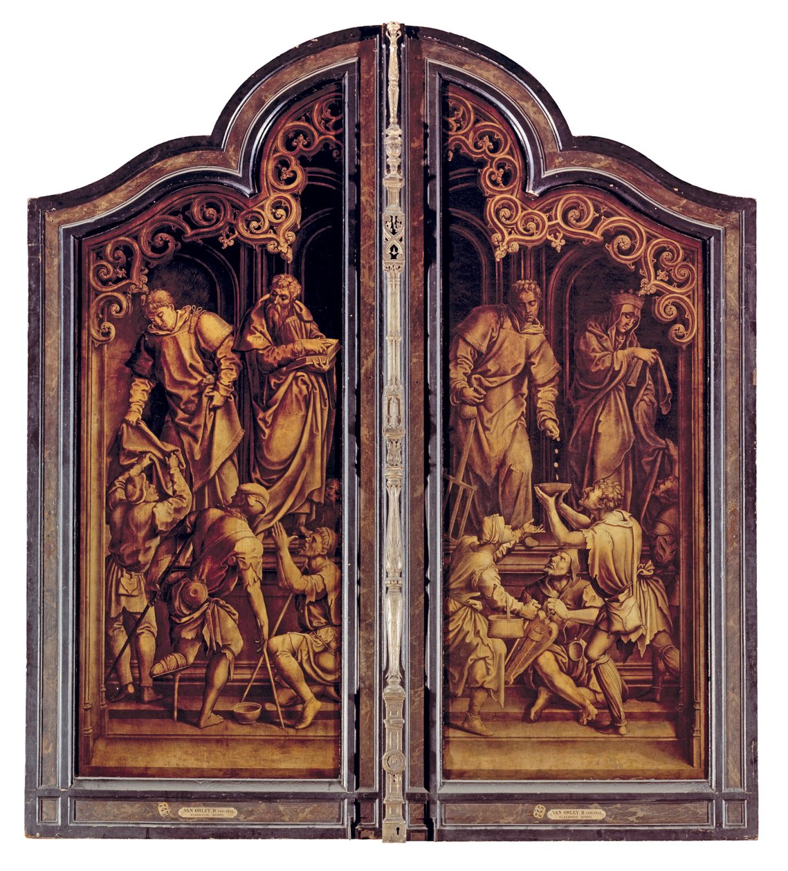 Den sidste dom og de syv barmhjertighedsværker, lukket (olie på panel) af Bernard van Orley