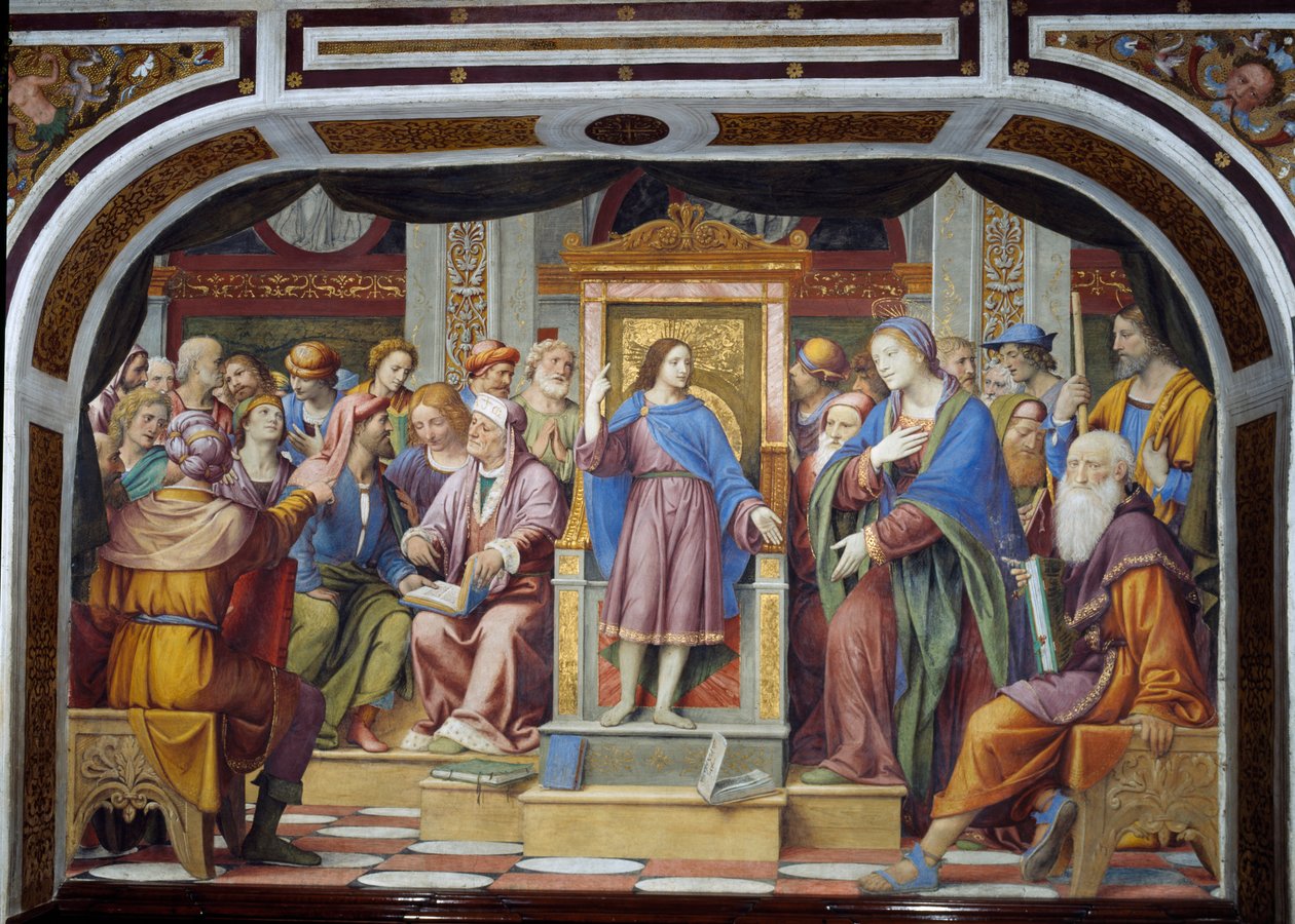 Striden i templet eller Kristus blandt lægerne, 1525 af Bernardino Luini