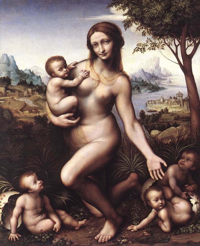 Leda med deres børn af Bernardino Marchiselli