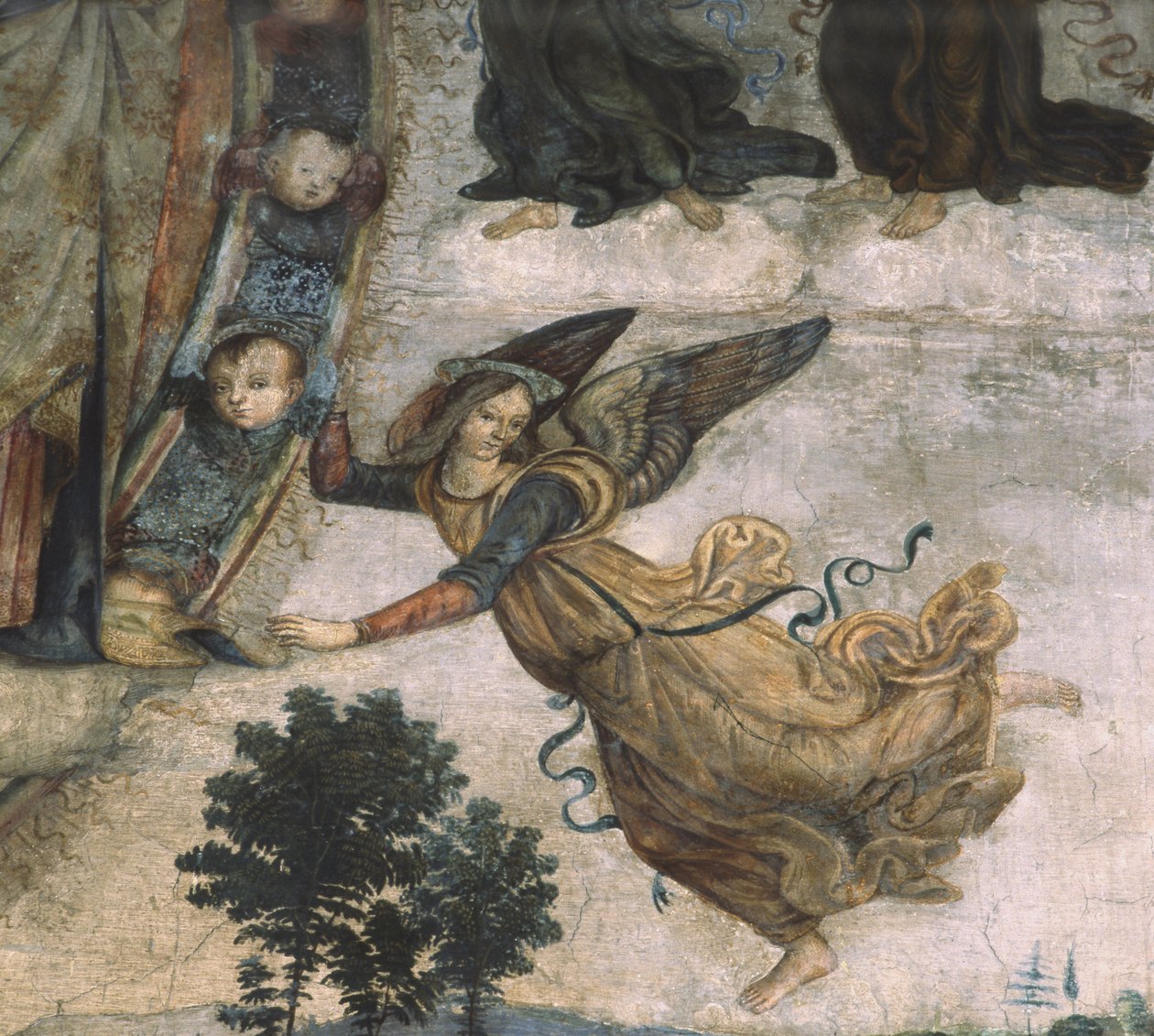 Detalje af scener fra Marias liv, ca. 1484-92 fresco af Bernardino di Betto Pinturicchio