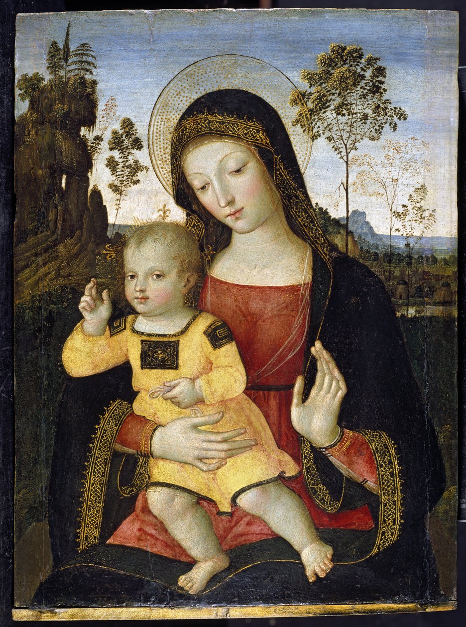 Jomfruen og barnet, 15. århundrede af Bernardino di Betto Pinturicchio
