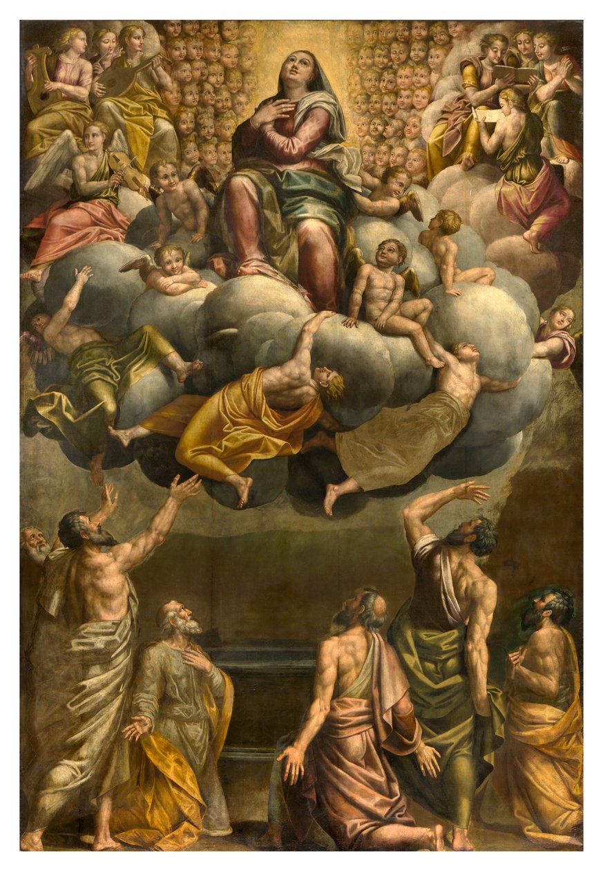 Apsis, altertavle af Bernardino Gatti kaldet Il Sojaro færdiggjort af Giovanni Battista Trotti kaldet IL Malosso, Jomfruens himmelfart af Bernardino Gatti