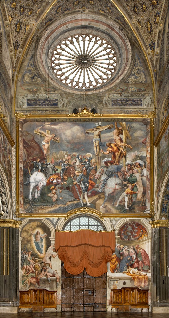 Counterfaccata, IL Pordenone, Korsfæstelse 1520-21, Deposition 1522, Bernardino Gatti, Opstandelse 1529 af Bernardino Gatti