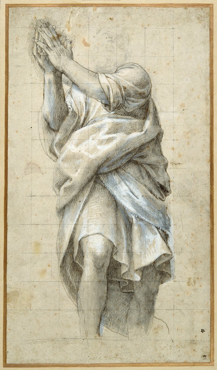 Studie for en apostel (pen og brunt blæk forstærket med hvidt) af Bernardino Gatti