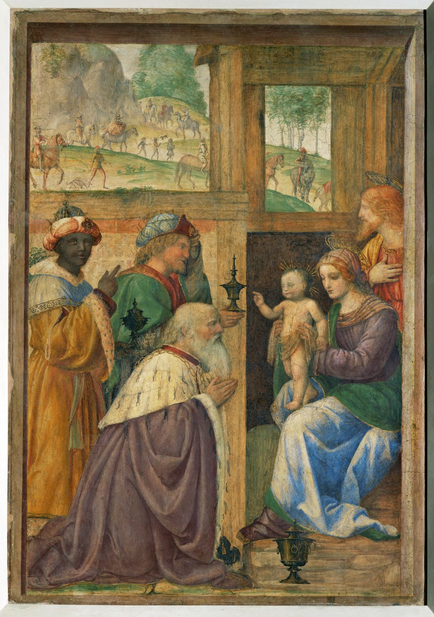 Adoration des rois - Kongernes tilbedelse ... af Bernardino (attr. to) Luini