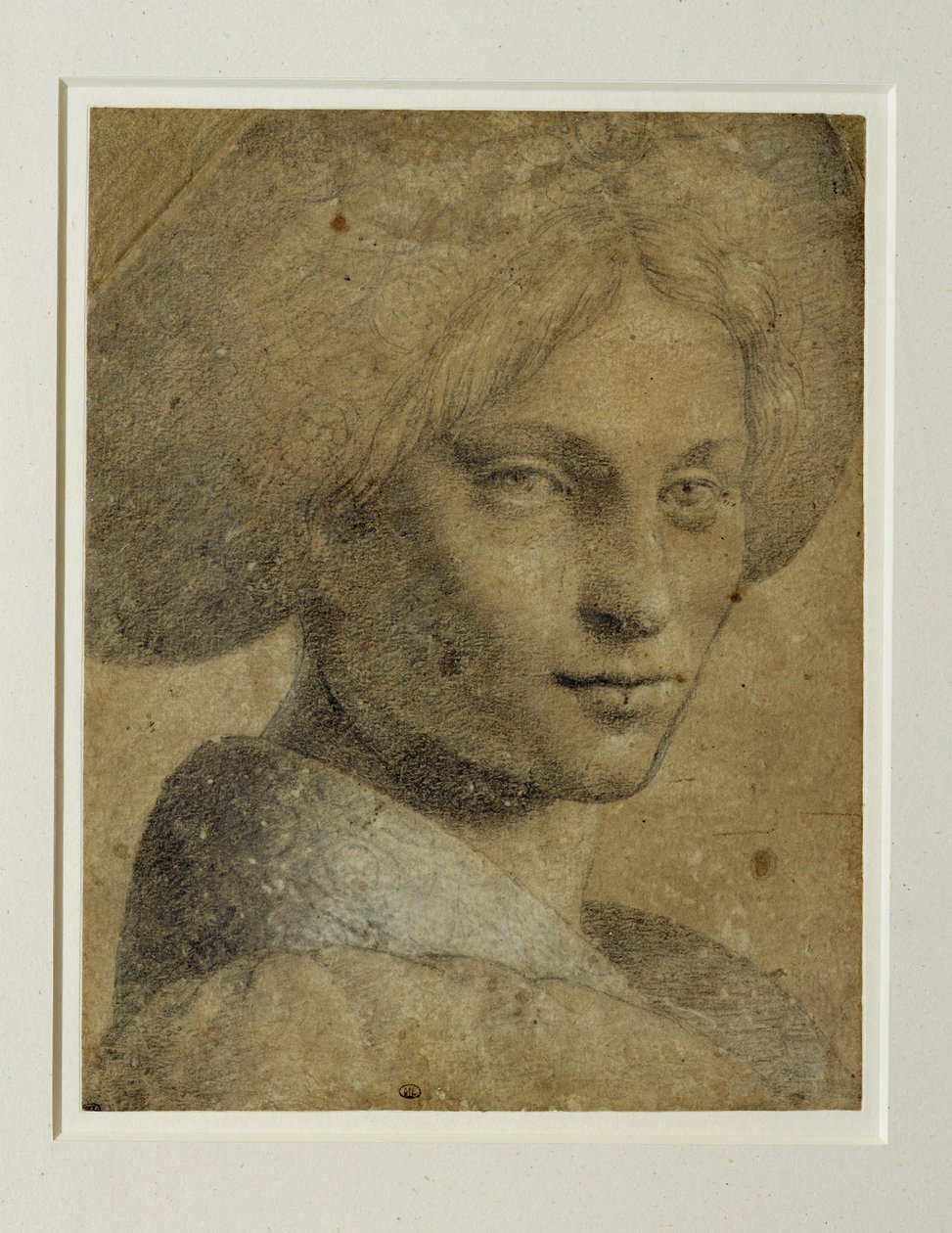 Portræt af en kvinde med turban, tre fjerdedele til højre ... af Bernardino (attr. to) Luini