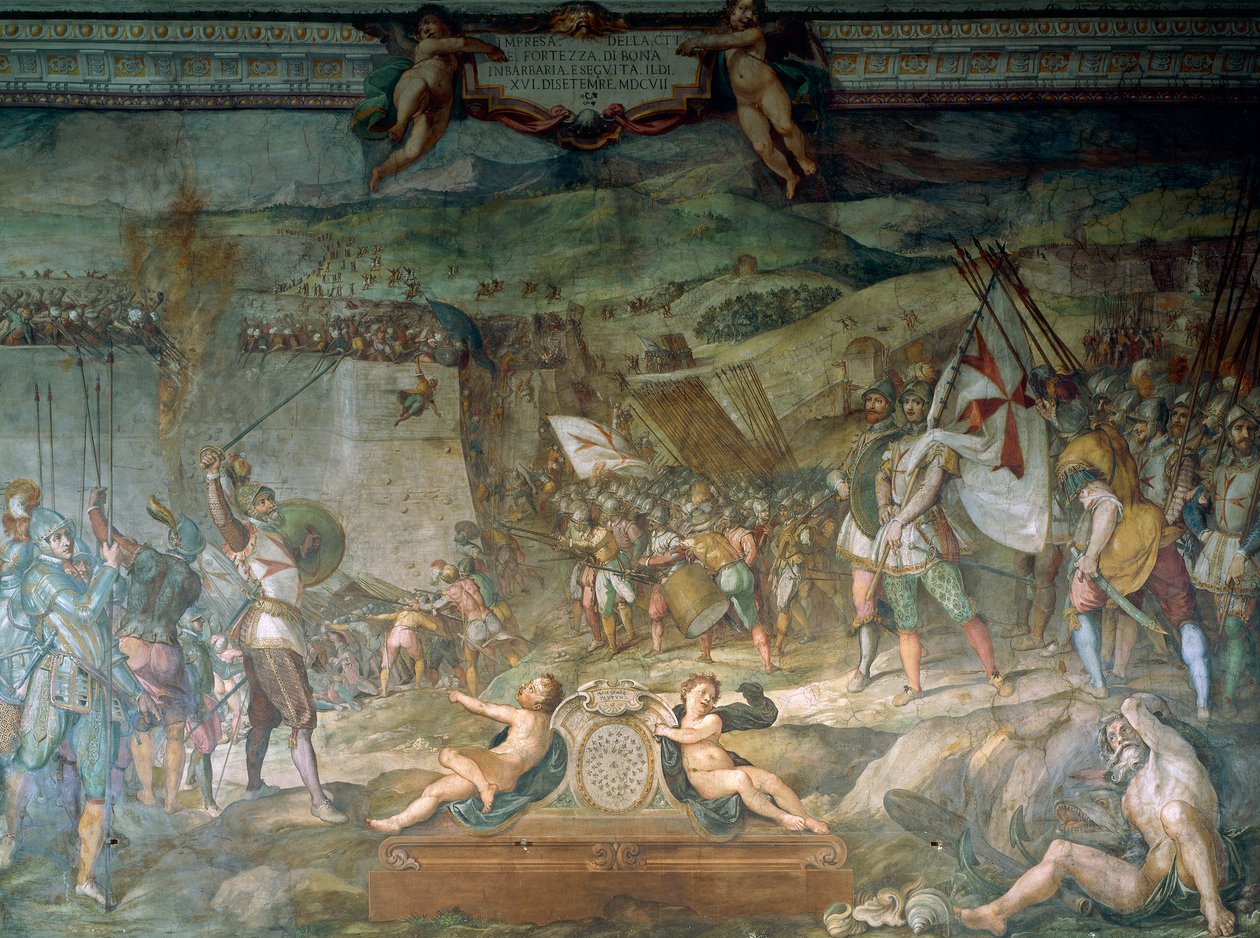 Slaget ved Bona mellem genuesere og tyrkere, 16. september af Bernardino Barbatelli Poccetti