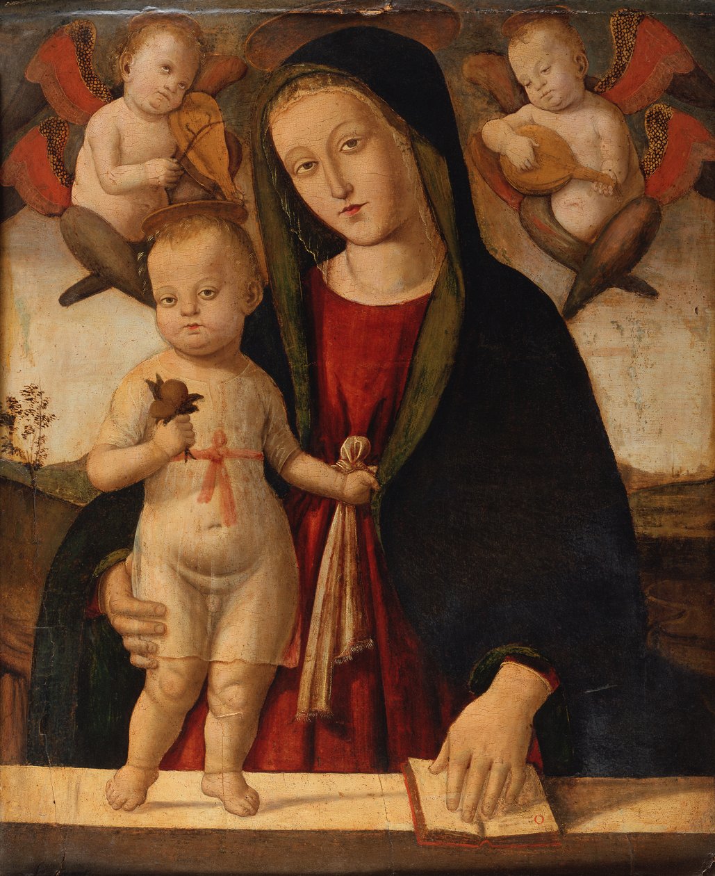 Madonna og barn (olie på lærred) af Bernardino Fungai