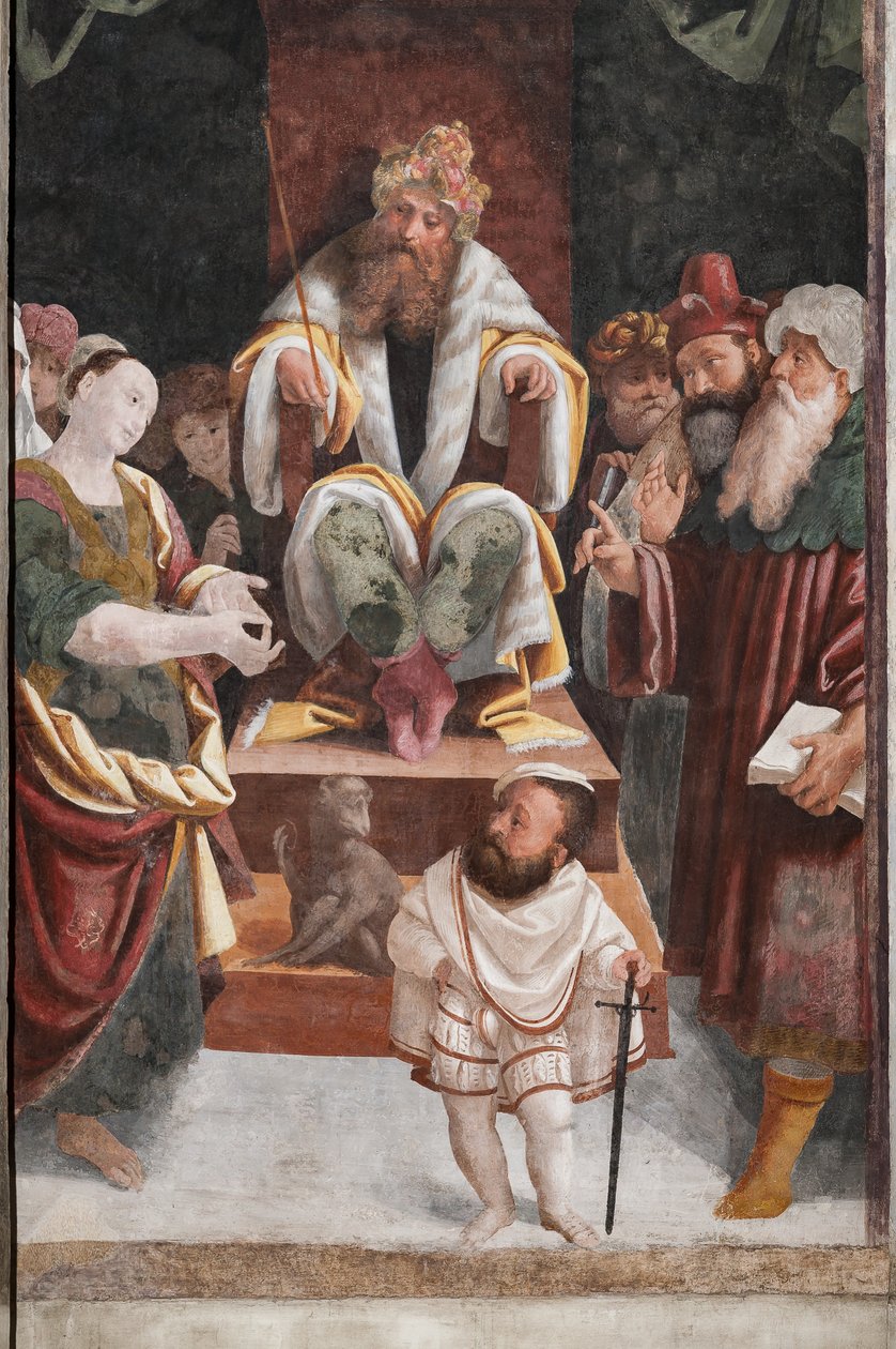 Detalje af Saint Catherines martyrium (fresko) af Bernardino Lanino