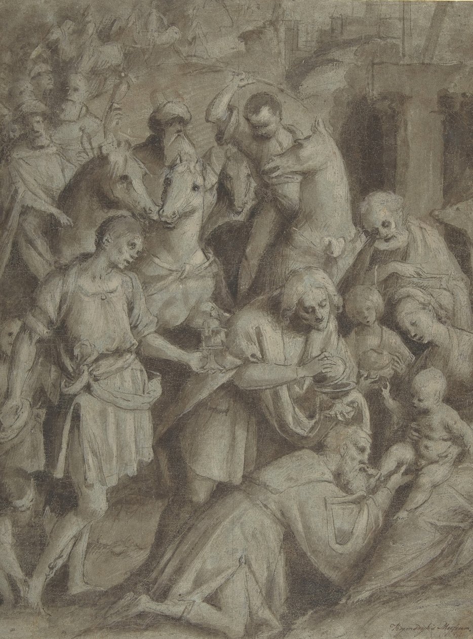 Magiernes tilbedelse, 1553. af Bernardino Lanino