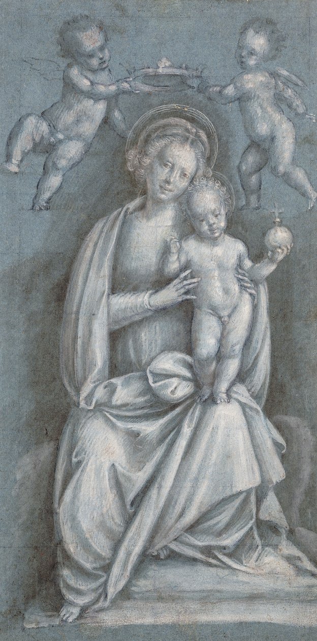 Madonnaen og barnet kronet af to engle, af Bernardino Lanino