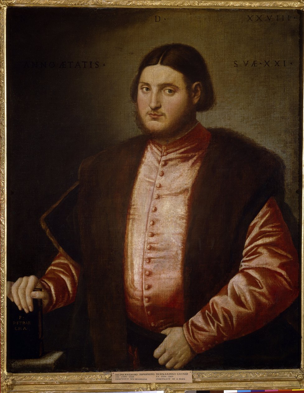 Portræt af en mand (Portræt af en mand). Maleri af Bernardino Licinio (cirka 1489-cirka 1565), olie på lærred af Bernardino Licinio