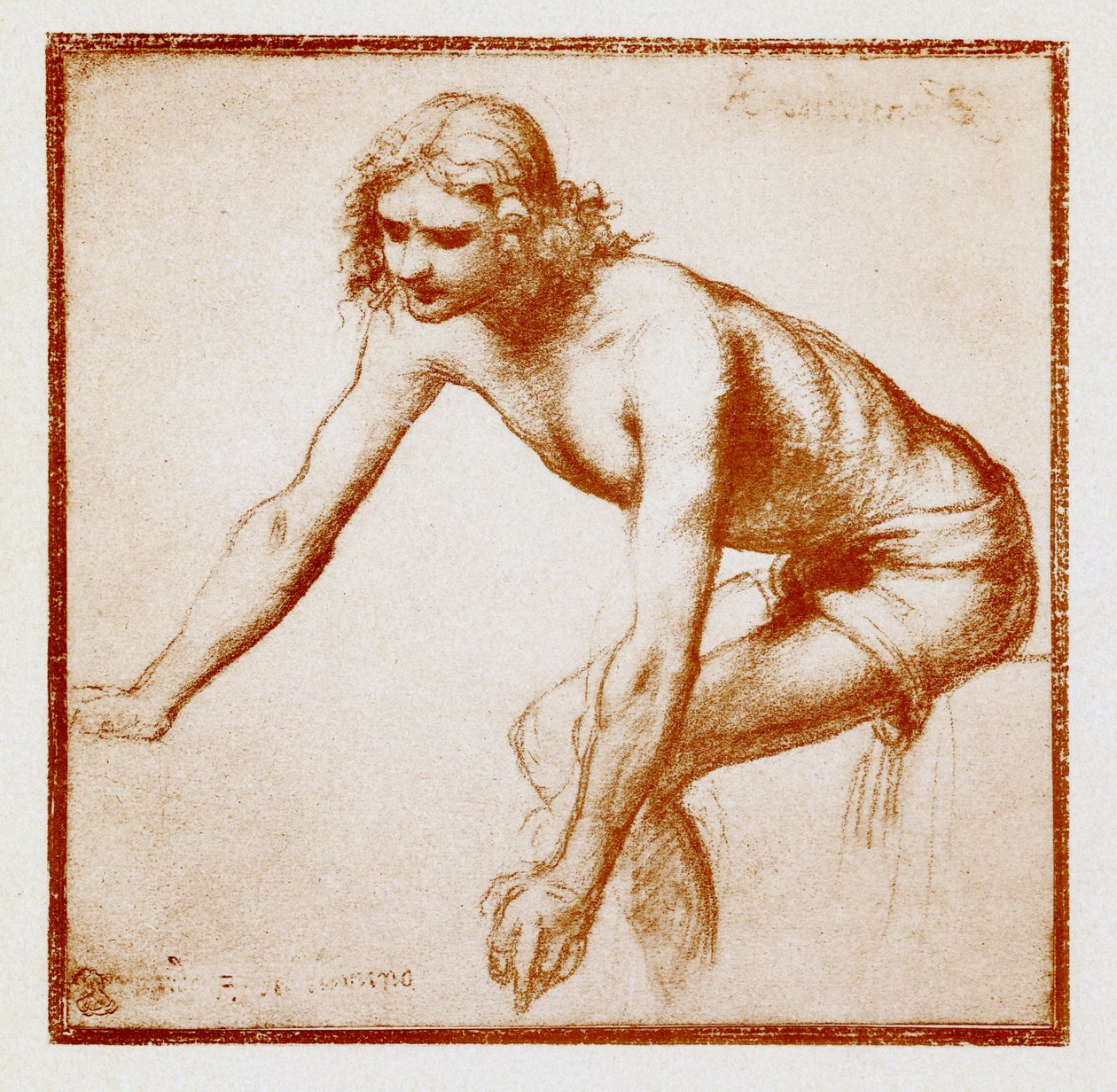 Figurstudie af en ung mand af Bernardino Luini