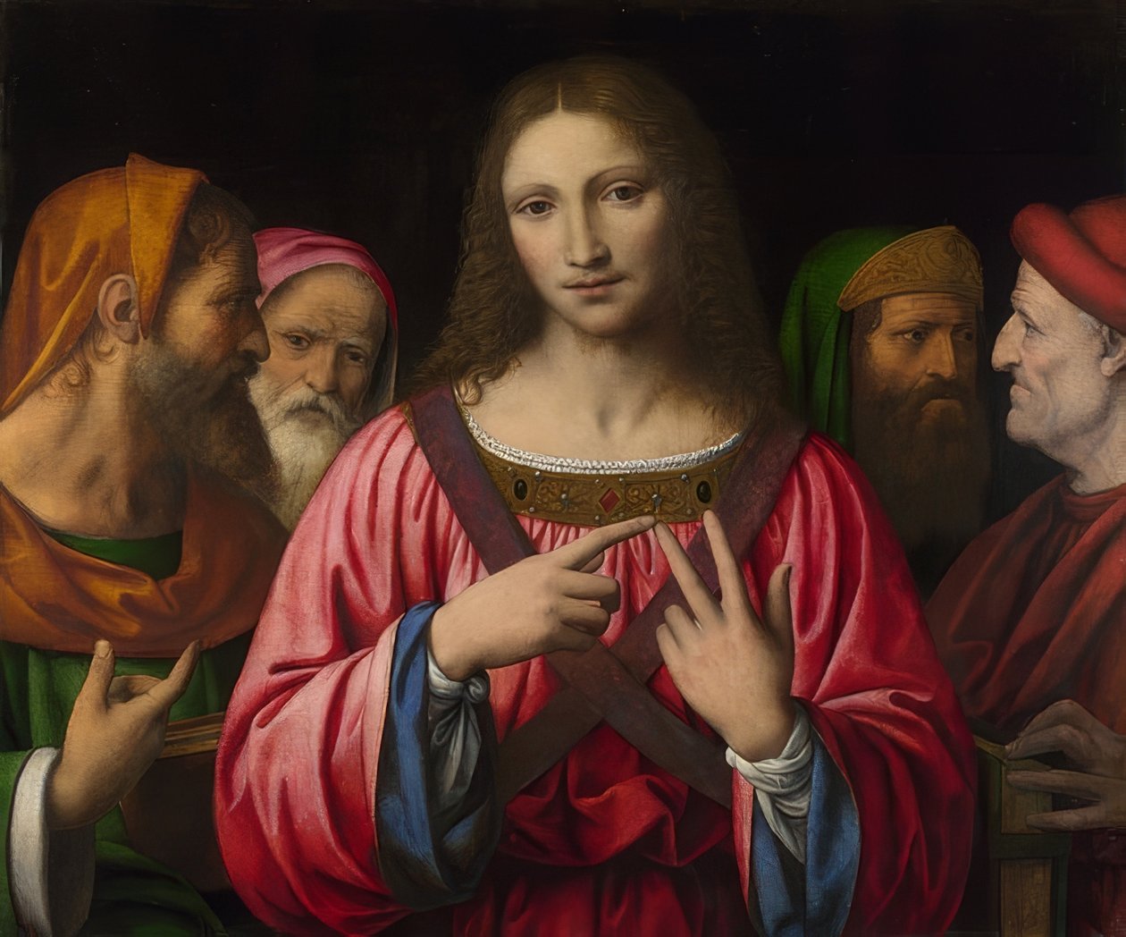 Jesus blandt de skriftkloge. Sandsynligvis omkring 1515-30 af Bernardino Luini