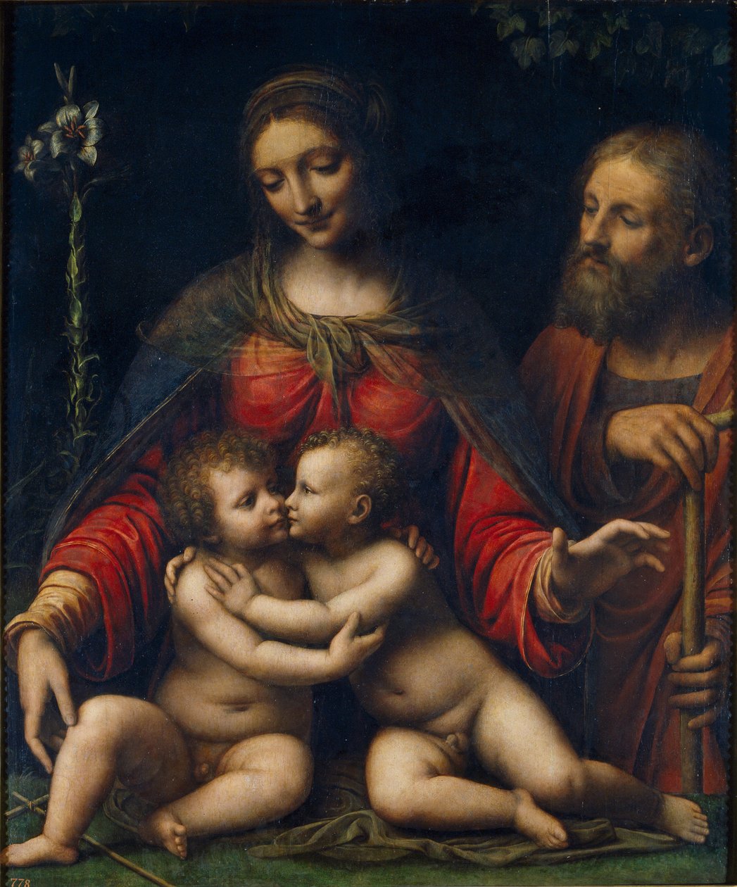 ""Den hellige familie med Johannes Døberen"" (Den hellige familie med Johannes Døberen) Maleri af Bernardino Luini (ca. 1480-1532) Dim 100x84 cm Museo del Prado, Madrid af Bernardino Luini