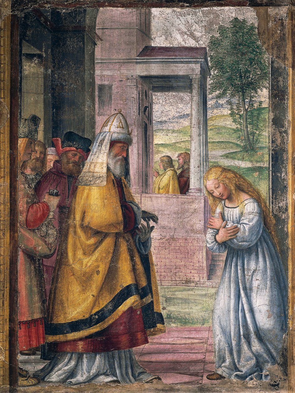 Maria siger farvel ved templet, fresko af Bernardino Luini (1480-1532) fra St Joseph