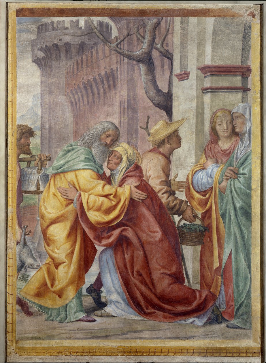 Møde mellem Sankt Anne og Sankt Joachim ved den gyldne dør af Bernardino Luini